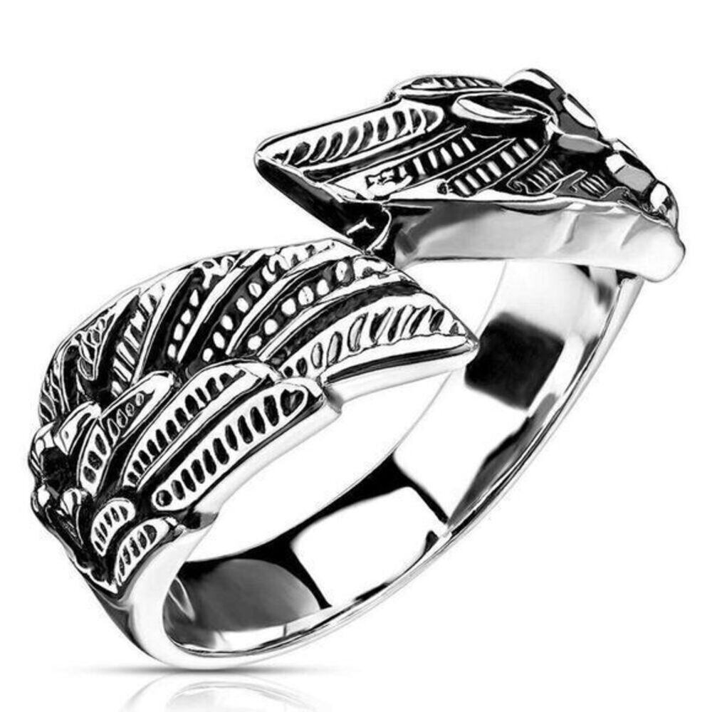 Angel‎ Wings 316L stainless steel Band ring size 6
